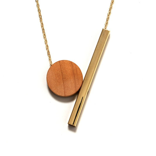 Geometric round wooden necklace