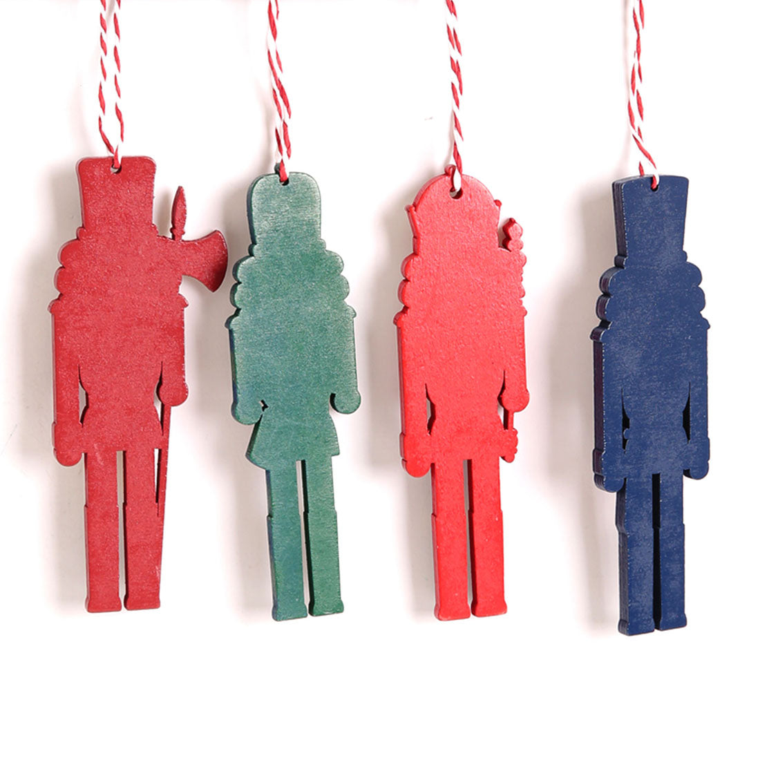 Nussknacker 12 Anhänger aus Holz Weihnachten Soldat flach hängende Dekoration Geschenk-Set, Christmas Wooden Walnut Soldier Flat Hanging Decoration Gift Set 12 pieces