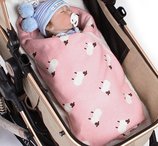 Baby blanket made of cotton with sheep "BADE"
