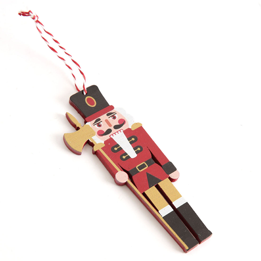 Nussknacker 12 Anhänger aus Holz Weihnachten Soldat flach hängende Dekoration Geschenk-Set, Christmas Wooden Walnut Soldier Flat Hanging Decoration Gift Set 12 pieces