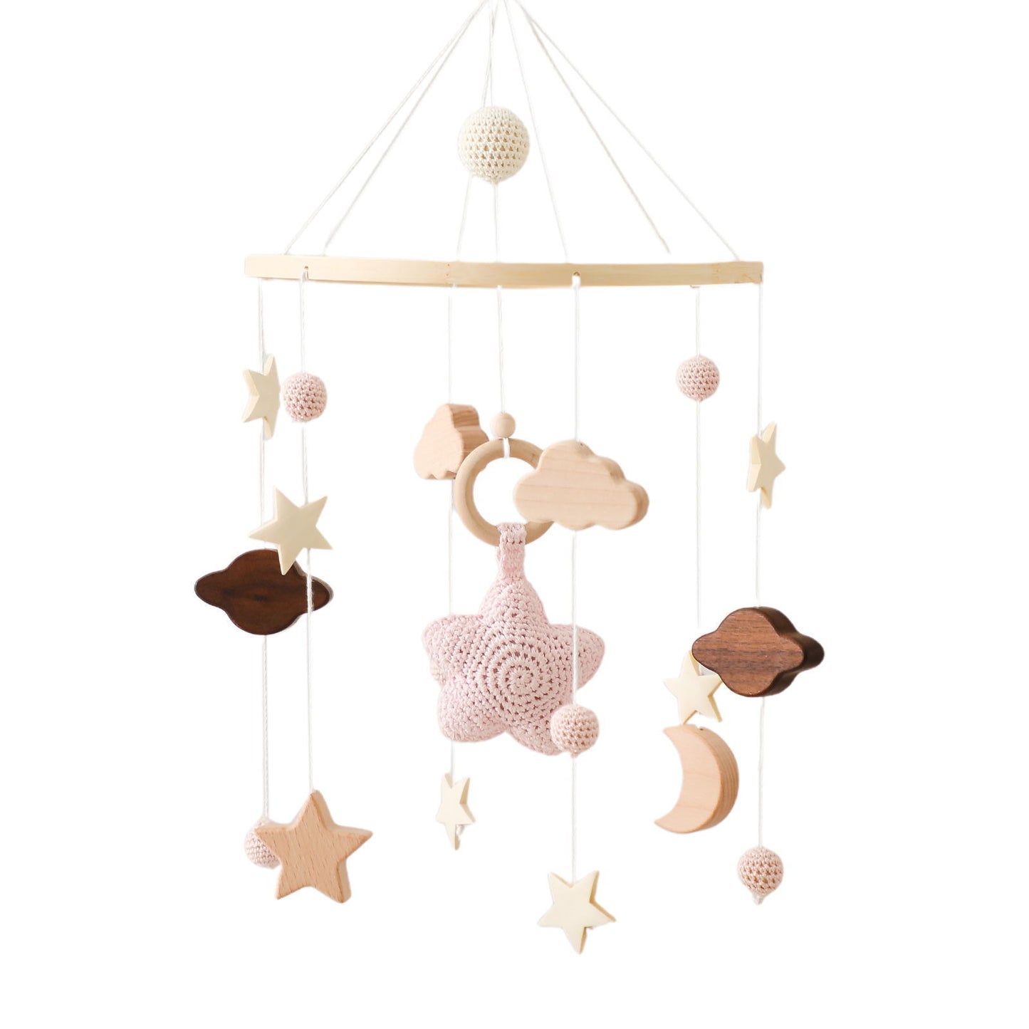 Holz Baby Mobile Sternenhimmel mit Sternen Mond und Planeten "STAR"