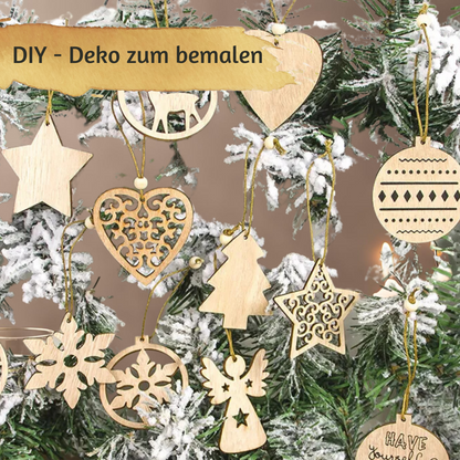 Weihnachtsbaum Anhänger, Weihnachtsdeko, Dekoration Äste, Tannenbäume, 12er Set, Holz Deko, Geschenkanhänger, Weihnachtsbäume, Geschenk Aufhängen / Ausmalen, DIY, Bemalen, Christmas Deko