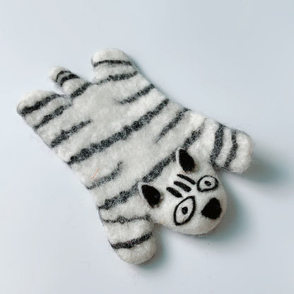 Felt wool coasters: cat, bear, panda, sheep, tiger, zebra, elephant, cow "FIUT"