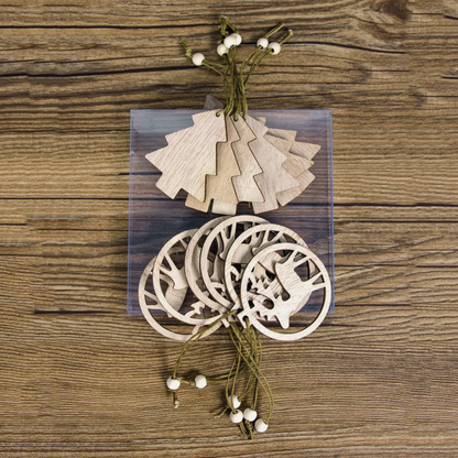 Weihnachtsbaum Anhänger, Weihnachtsdeko, Dekoration Äste, Tannenbäume, 12er Set, Holz Deko, Geschenkanhänger, Weihnachtsbäume, Geschenk Aufhängen / Ausmalen, DIY, Bemalen, Christmas Deko