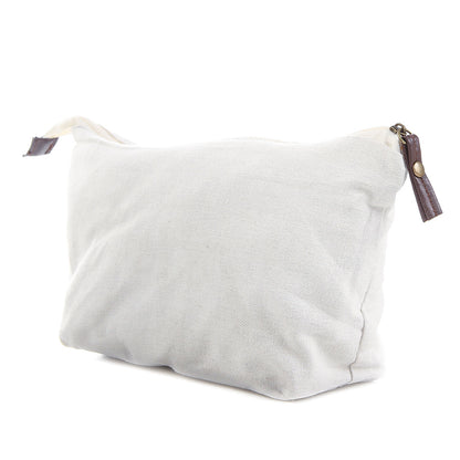 White Cotton Canvas Cosmetic Bag