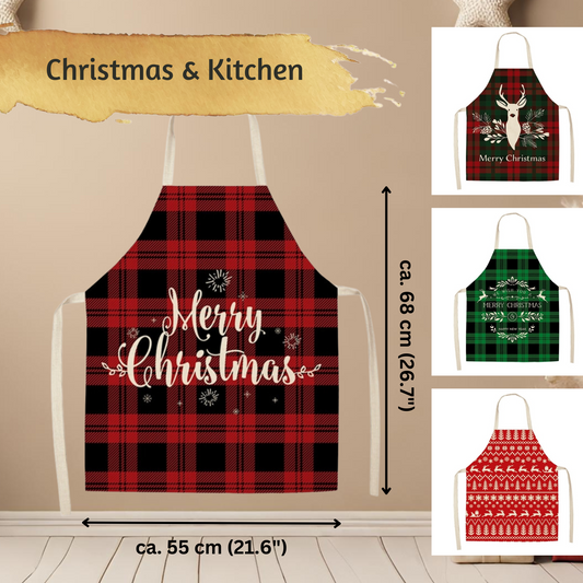 Schürze aus Leinen & Baumwolle, Weihnachten, Kreative Weihnachtsschürze, Cotton linen creative Christmas Apron