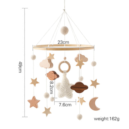 Holz Baby Mobile Sternenhimmel mit Sternen Mond und Planeten "STAR"