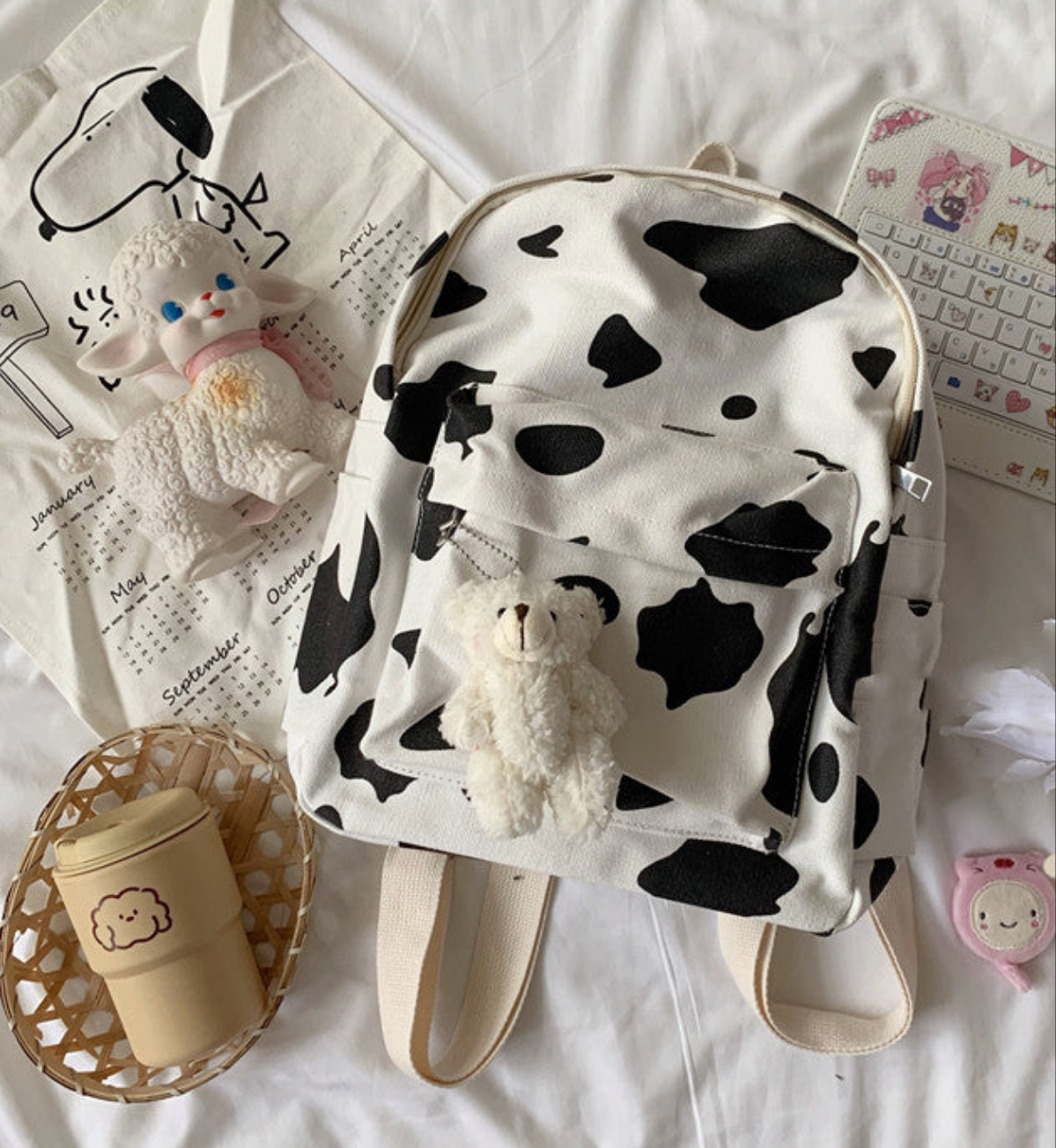 Cow print canvas bag