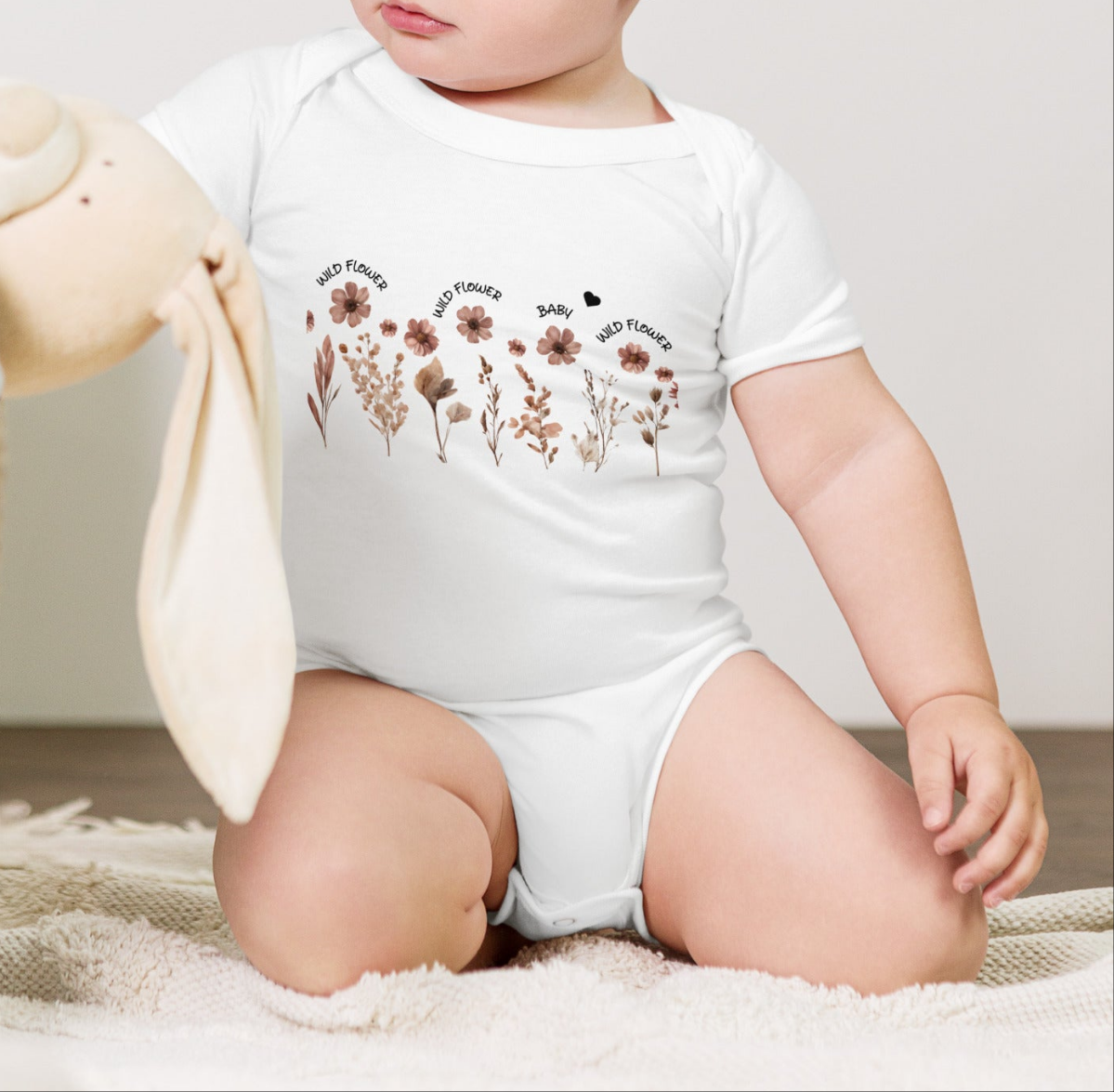 *♥BABY* Kurzärmliger Wildblumen Baby Body - Einteiler Strampler [Familie Partnerlook Optionen] "WILDBA"