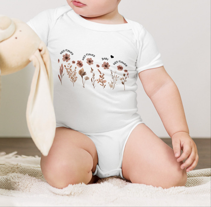 *♥BABY* Kurzärmliger Wildblumen Baby Body - Einteiler Strampler [Familie Partnerlook Optionen] "WILDBA"