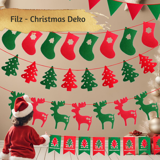 Filz Deko zu Weihnachten - Girlande - Home Decoration Felt Christmas Tree Elk Pendant Garland