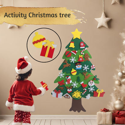 Filz Deko Tannenbaum, Weihnachten, Baum mit 25-32 verschiedene Klett Elemente zum anheften, ankletten, Christmas Tree Felt Deco Activity