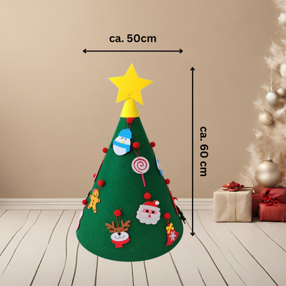 Filz Deko Tannenbaum, Weihnachten, Baum mit 25-32 verschiedene Klett Elemente zum anheften, ankletten, Christmas Tree Felt Deco Activity
