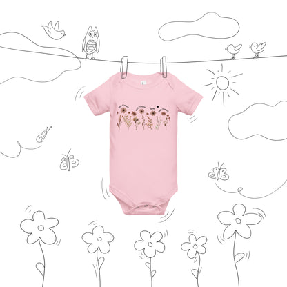 *♥BABY* Kurzärmliger Wildblumen Baby Body - Einteiler Strampler [Familie Partnerlook Optionen] "WILDBA"