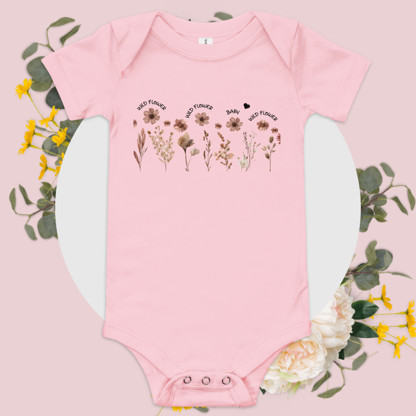 *♥BABY* Kurzärmliger Wildblumen Baby Body - Einteiler Strampler [Familie Partnerlook Optionen] "WILDBA"