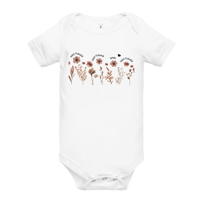 *♥BABY* Kurzärmliger Wildblumen Baby Body - Einteiler Strampler [Familie Partnerlook Optionen] "WILDBA"