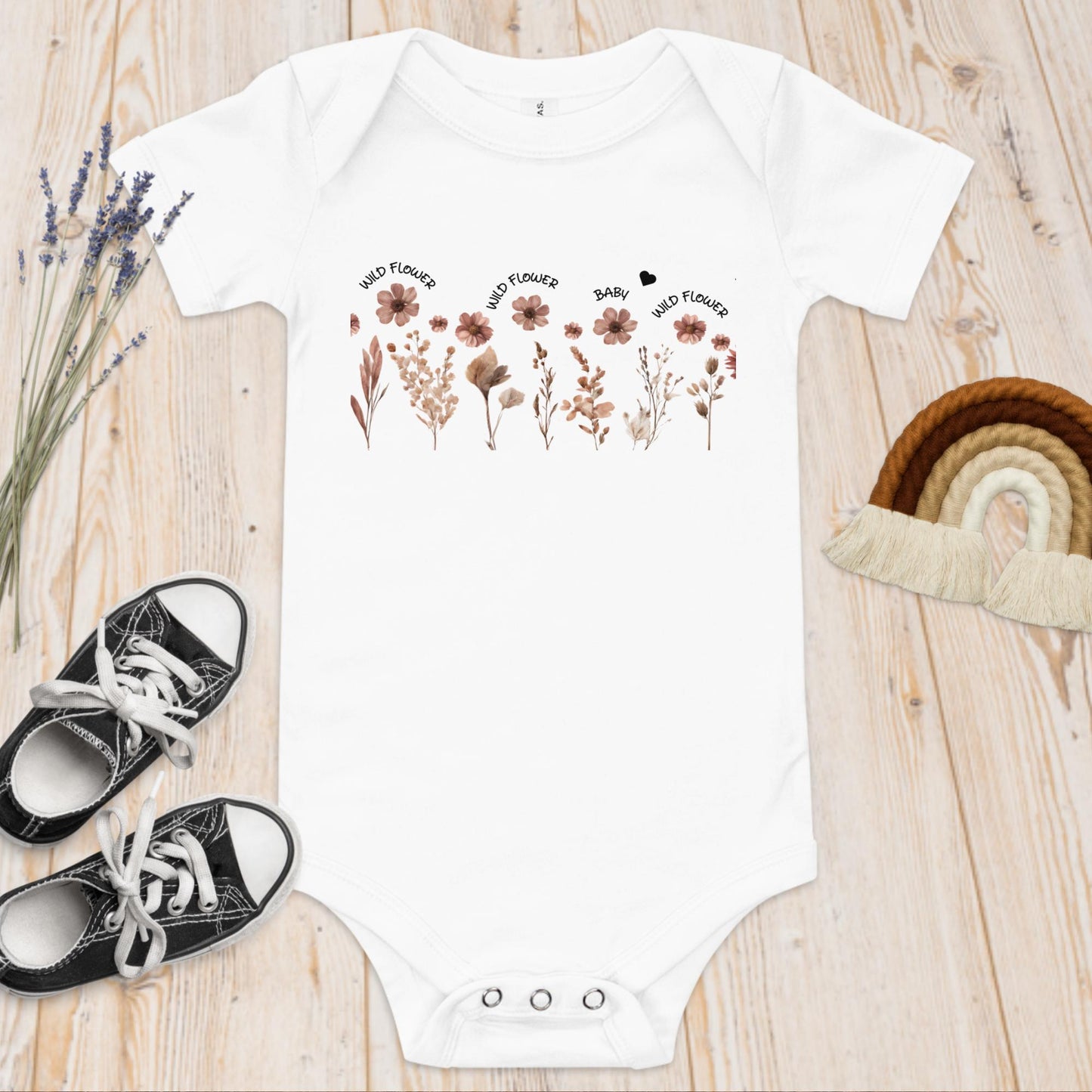 *♥BABY* Kurzärmliger Wildblumen Baby Body - Einteiler Strampler [Familie Partnerlook Optionen] "WILDBA"