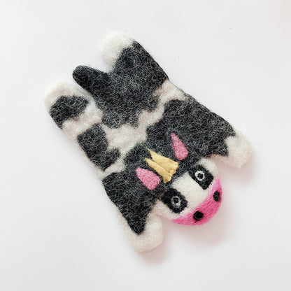 Felt wool coasters: cat, bear, panda, sheep, tiger, zebra, elephant, cow "FIUT"