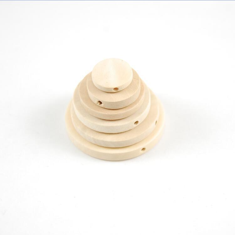 Original Wood Color Straight Hole Wood Round Piece Jewelry Accessories