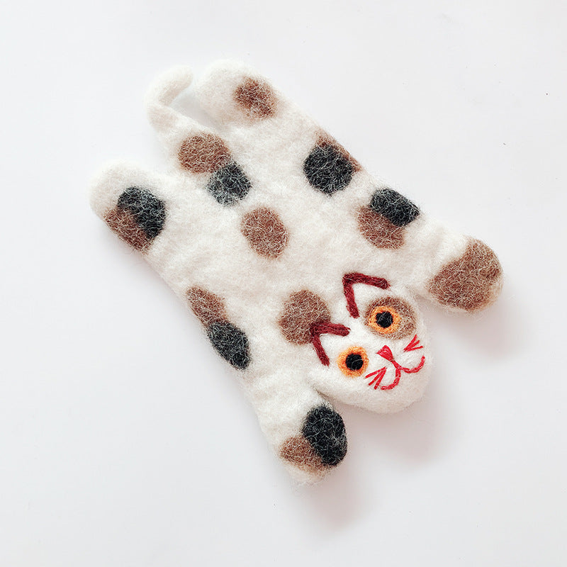 Felt wool coasters: cat, bear, panda, sheep, tiger, zebra, elephant, cow "FIUT"