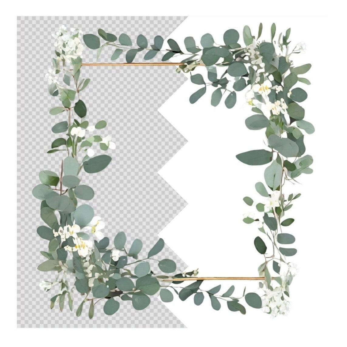 Eucalyptus Flower Frame, Einladung, Party, Hochzeit, Ostern, Valentinstag, Digitale Clipart PNG Tag, Bastel Vorlage Rahmen, 300 DIP DOWNLOAD