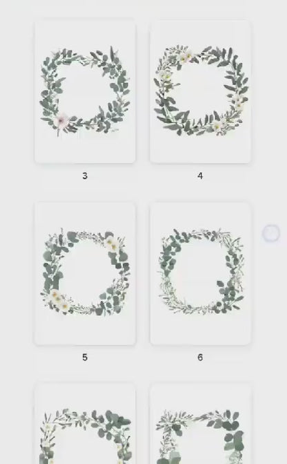 Eucalyptus Flower Frame, Einladung, Party, Hochzeit, Ostern, Valentinstag, Digitale Clipart PNG Tag, Bastel Vorlage Rahmen, 300 DIP DOWNLOAD