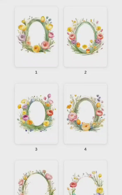 Easter Egg Flower Frame Kranz, Einladung, Party, Hochzeit, Ostern, Valentinstag, Digitale Clipart PNG Tags, Bastel Vorlage, 300 DIP DOWNLOAD